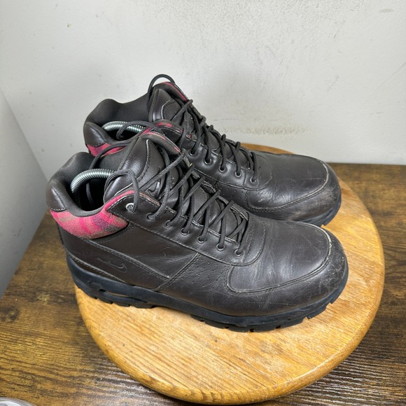 Nike ACG Men's Brown Leather Plaid Trim Hiking Boots Size 10 DC8868-200